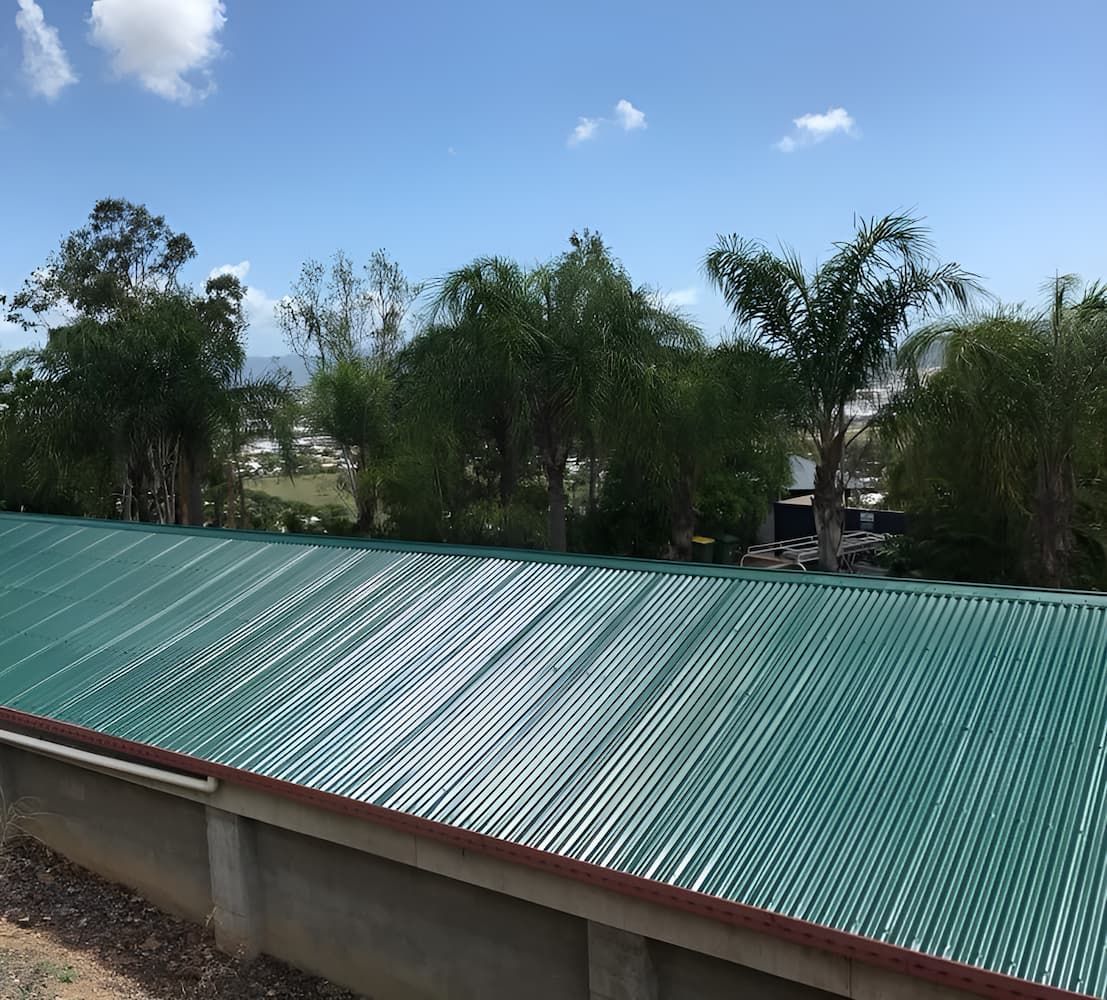 A Newly Painted Roof With Trees In The Background On A Sunny Day — Marteene Painting Services In Kirwan, QLD