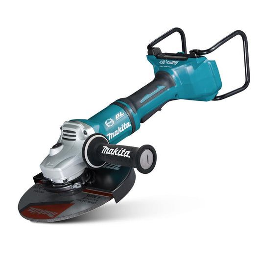 Makita Cordless Angle Grinder, Teal and Silver, with A Black Handle — Superior Access Hire in Wynnum, QLD