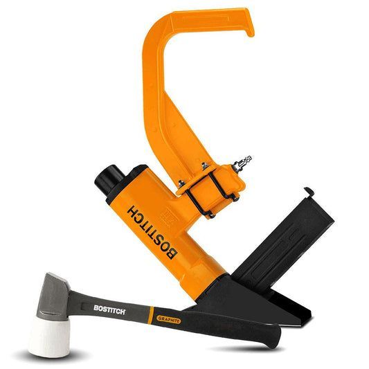 Orange Bostitch Pneumatic Stapler with A Black Magazine — Superior Access Hire in Wynnum, QLD