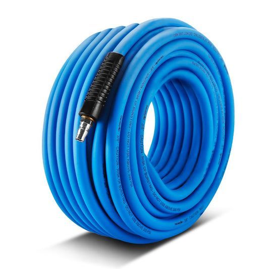 Coiled Blue Air Hose with Black Connector — Superior Access Hire in Wynnum, QLD
