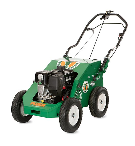 Green Lawn Aerator Machine with A Black Engine — Superior Access Hire in Wynnum, QLD