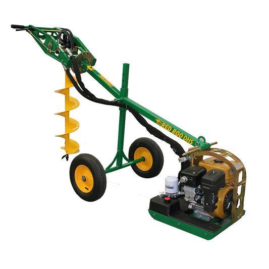 Green and Yellow Gasoline-Powered Auger for Drilling Holes — Superior Access Hire in Wynnum, QLD
