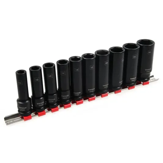 Black Socket Wrench Set on A Red and Silver Holder — Superior Access Hire in Wynnum, QLD