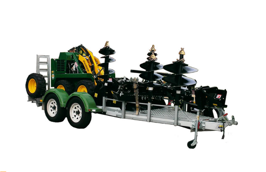 Green and Yellow Machinery on A Trailer — Superior Access Hire in Wynnum, QLD