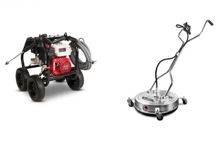 A Pressure Washer with Wheels and A Cleaning Attachment — Superior Access Hire in Wynnum, QLD