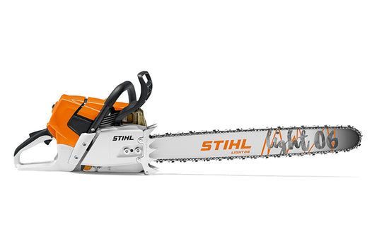 Orange and Silver Stihl Chainsaw with A Cutting Bar — Superior Access Hire in Wynnum, QLD