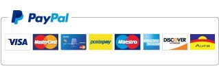 Logo PayPal carte che indica la possibilità di pagare la gift armocromia con paypal e carte di credito.