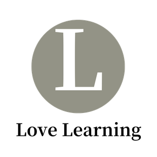 「L」標誌位於灰色圓圈內,「Love Learning」字樣上方