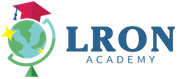 Lron Academy 的標誌，包含地球儀、畢業帽、星星和藍色文字。