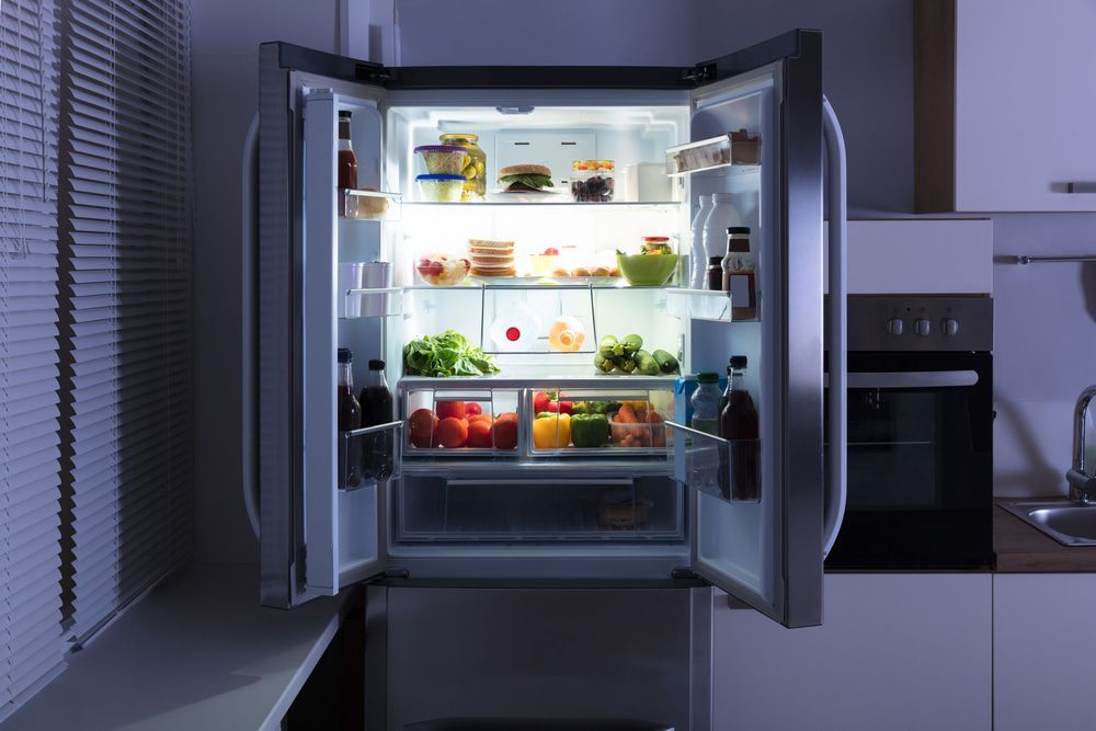 Open Refrigerator Full Of Juice And Fresh Vegetables — Air Conditioning in Kempsey, NSW