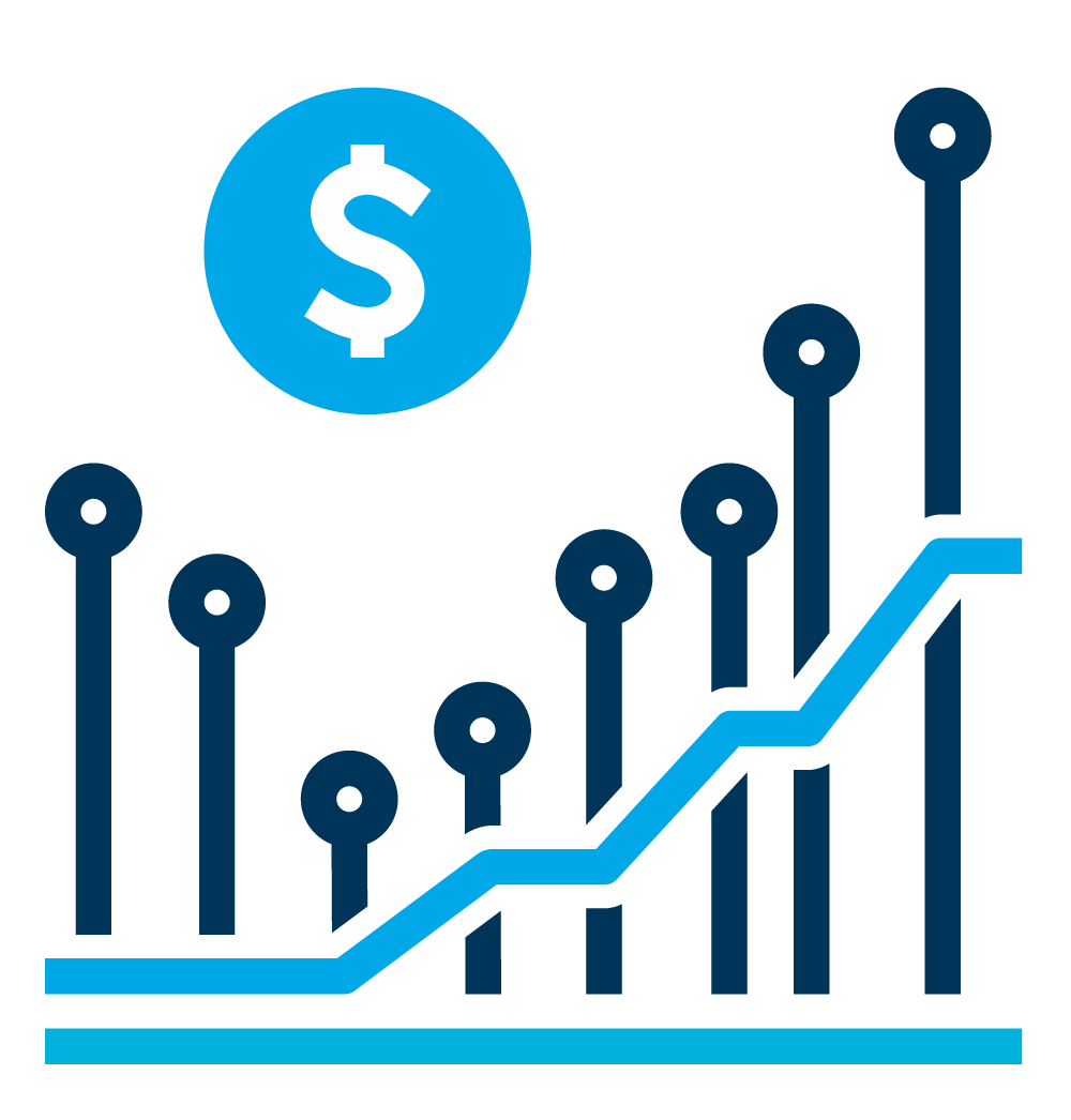 A graph with a dollar sign on top of it.