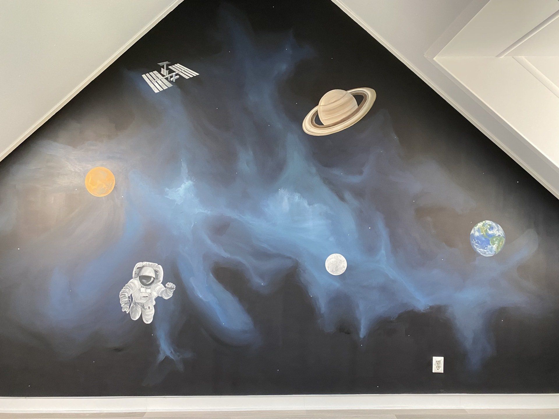 muurschildering ruimtevaart