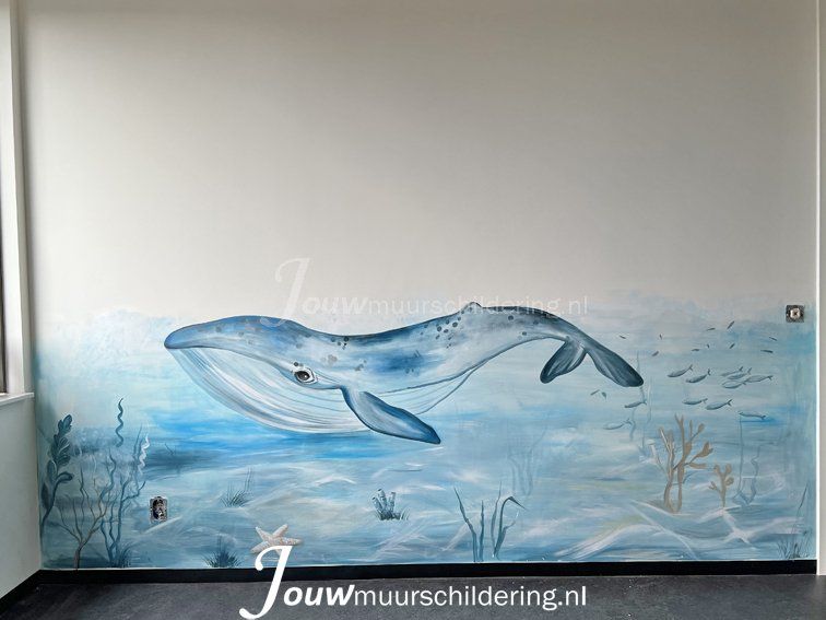 muurschildering kinderkamer walvis