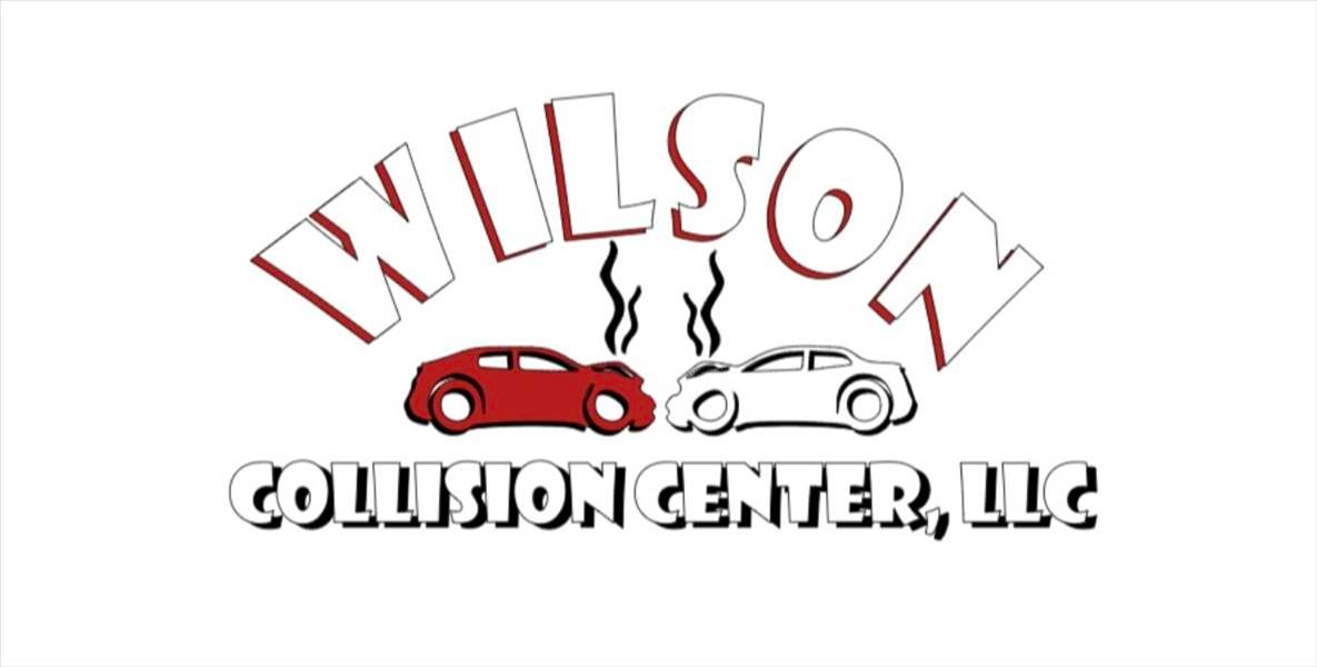 Logo for Wilson Collision Center, LLC, showing red and white car silhouettes with smoke, under the name in stylized text.