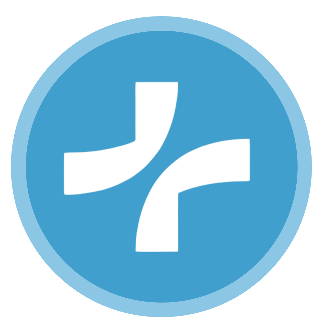 A blue circle with a white cross inside of it