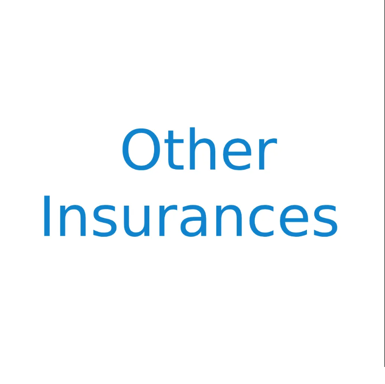 A blue sign that says `` other insurances '' on a white background.