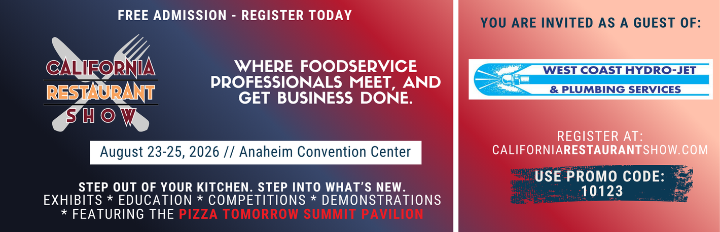 Purple event flyer inviting foodservice professionals to a networking dinner with guest speaker and date/time details