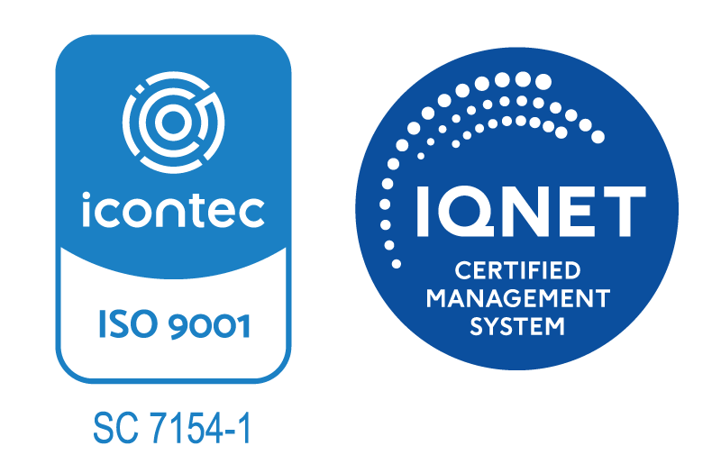 Dos logotipos para iqnet y el sistema de gestión ISO 9001