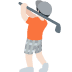 Person in orange shirt and shorts swinging a golf club.