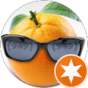 Orange with sunglasses reflecting the phone number (949). Orange star logo.
