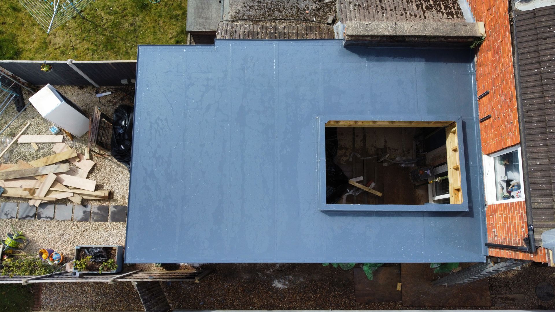 single ply roof under construction