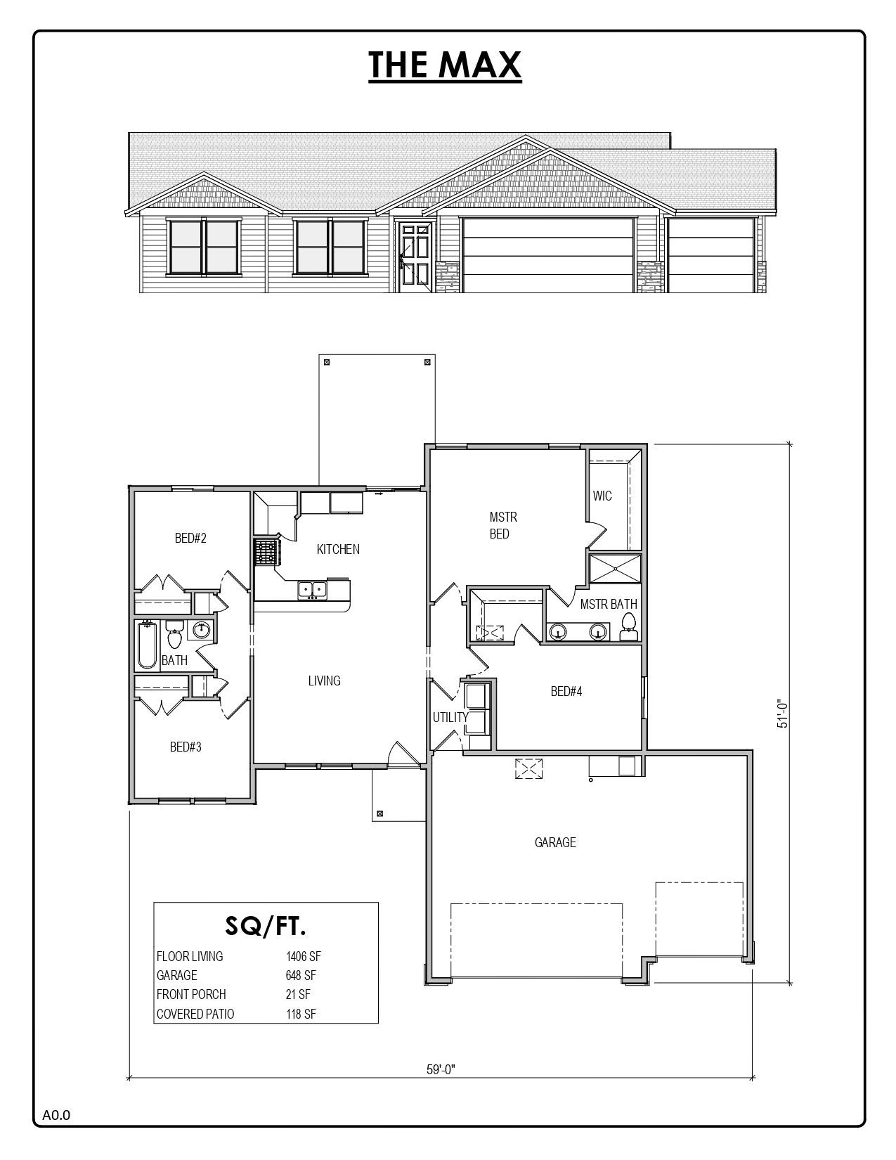 A black and white floor plan of a house.