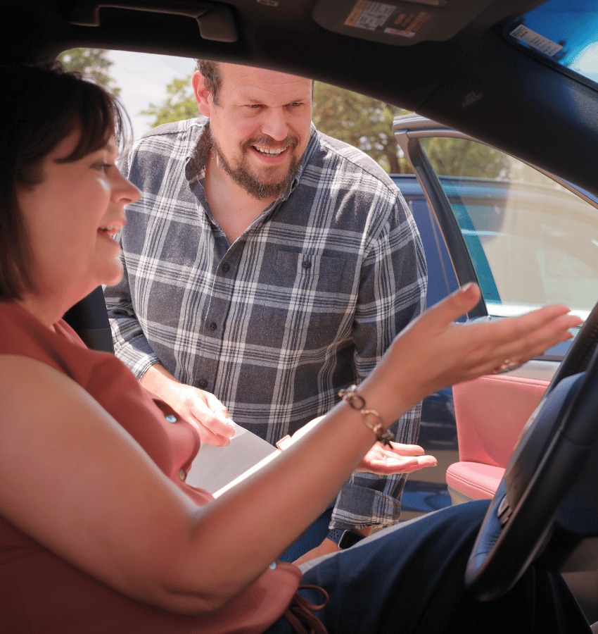 Steven looking at a customer's dashboard