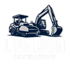 Logo for L Nelson Contracting, featuring a backhoe and excavator in shades of gray and blue.