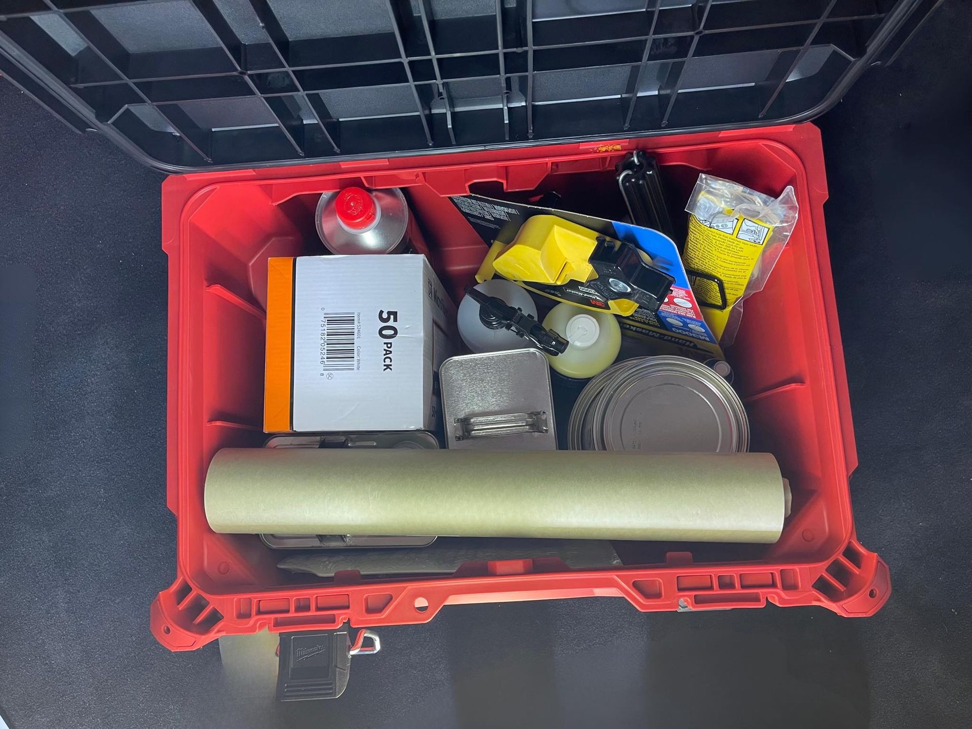 a milwalkee packout box with all automotive paint and body supplies included in the s.m.a.r.t repair kit . 