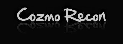 A black and white logo for cozmo recon
