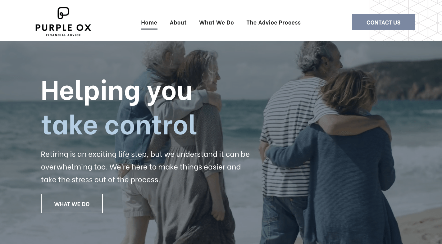 Purple Ox Financial Services Website Example