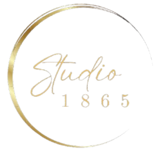 Gold circular logo reading “Studio 1865” on a white background