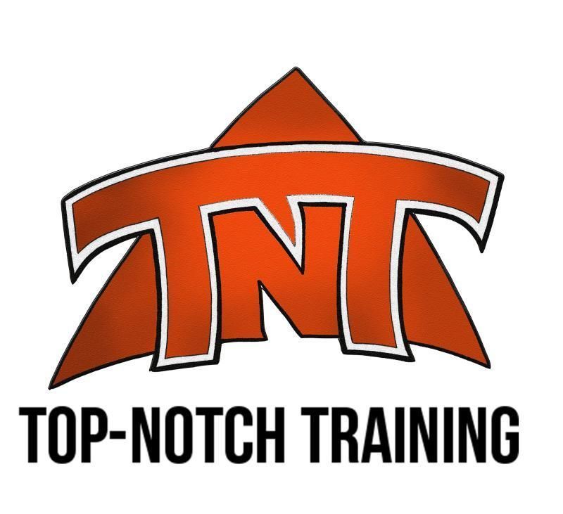 An orange and white logo for top-notch training