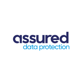 The logo for assured data protection is on a white background.