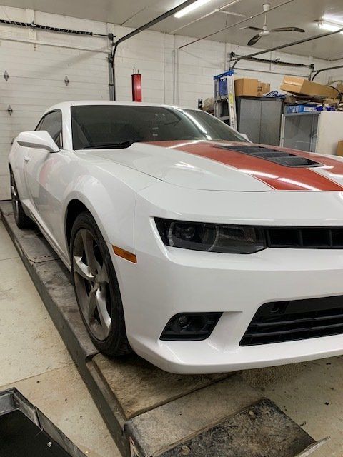 Car Painted In White With Red Hood — Villas, NJ — John's Auto Body