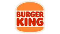 A burger king logo with a hamburger on a white background.