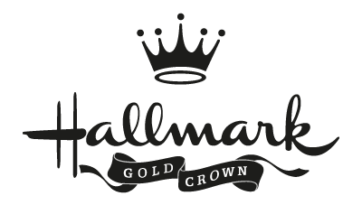 The hallmark gold crown logo is black and white and has a crown on it.
