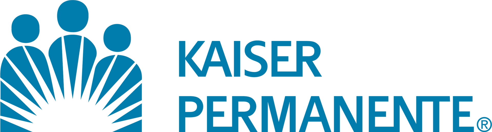 The kaiser permanente logo is blue and white