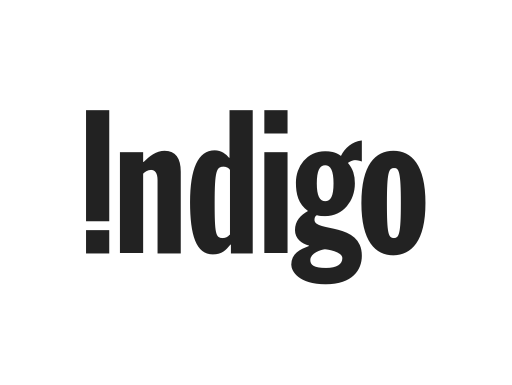 a black and white logo for indigo on a white background .