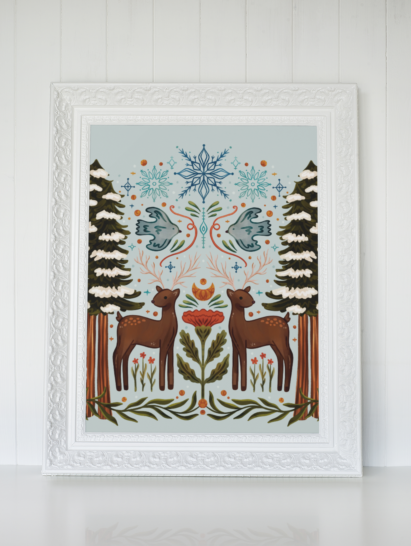 a framed painting of flowers and leaves with the words `` the magic never left your soul '' .