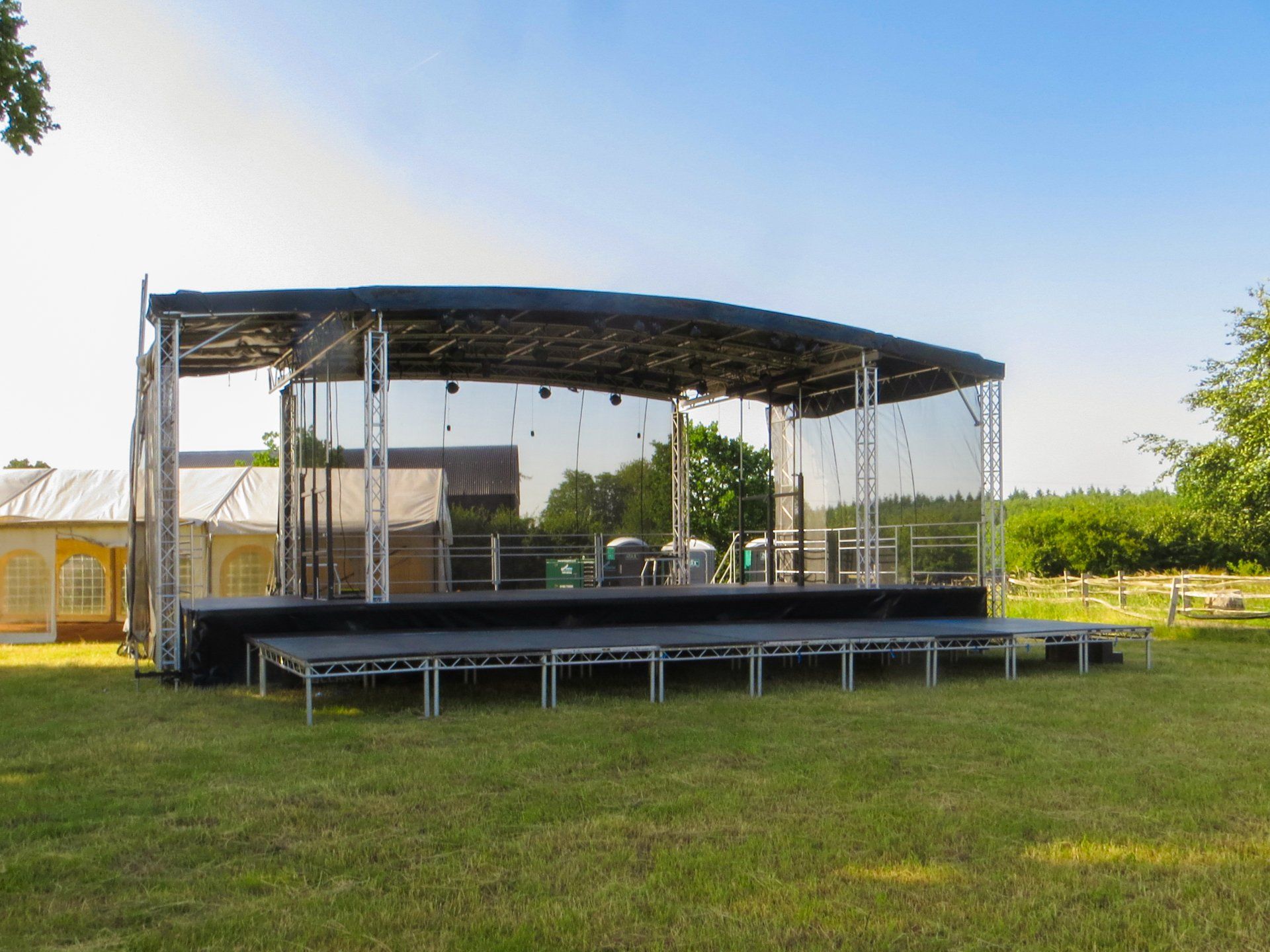 Extra large trailer stage set up for an outdoor event