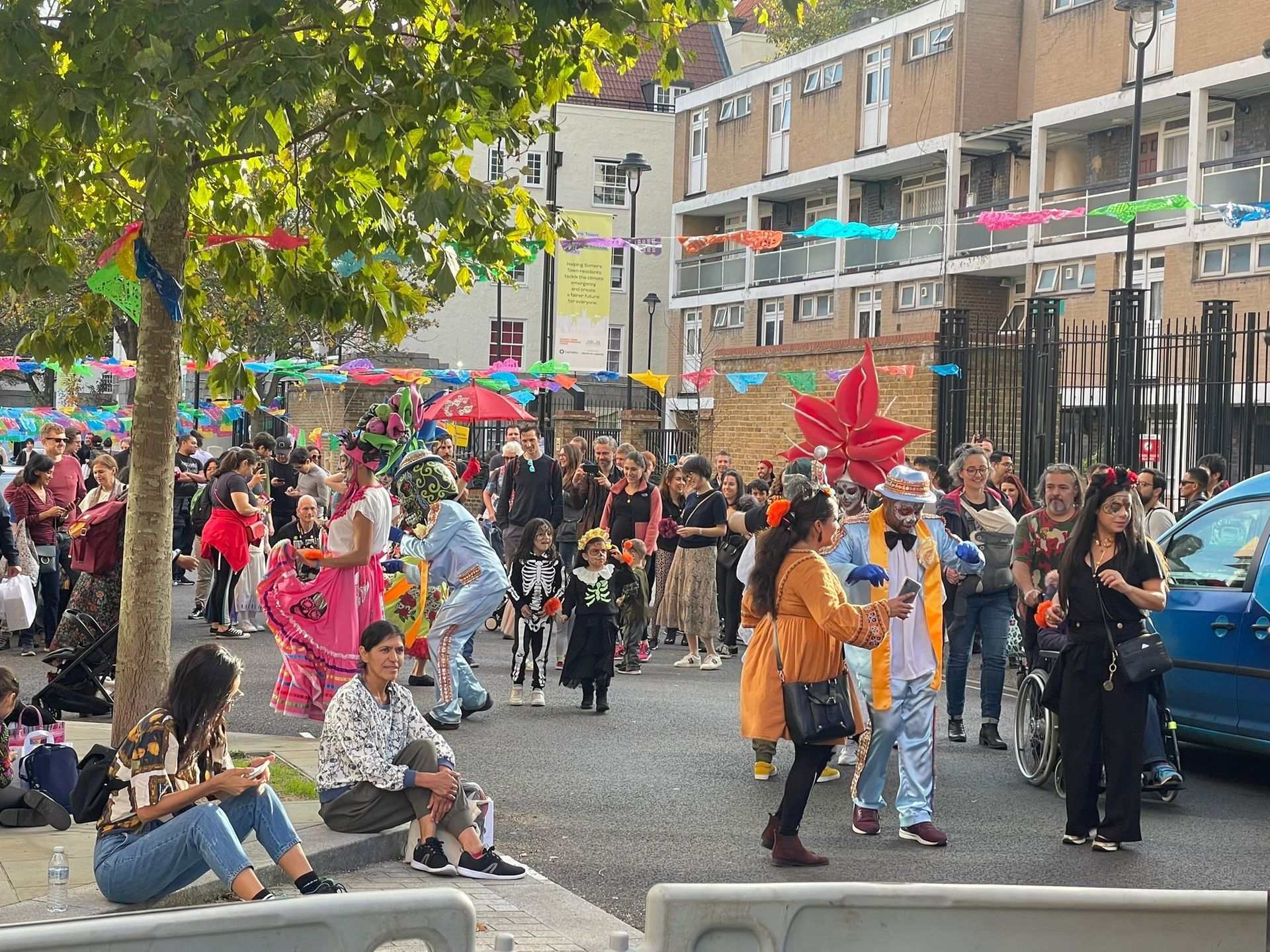 Street dancers at the day of the dead celebrations in Sommers London