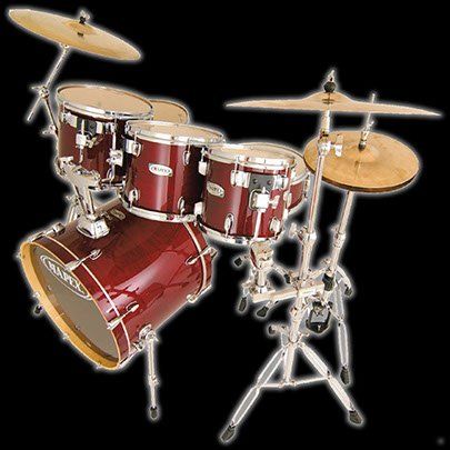 Red Mapex drumkit available for hire with a backline package
