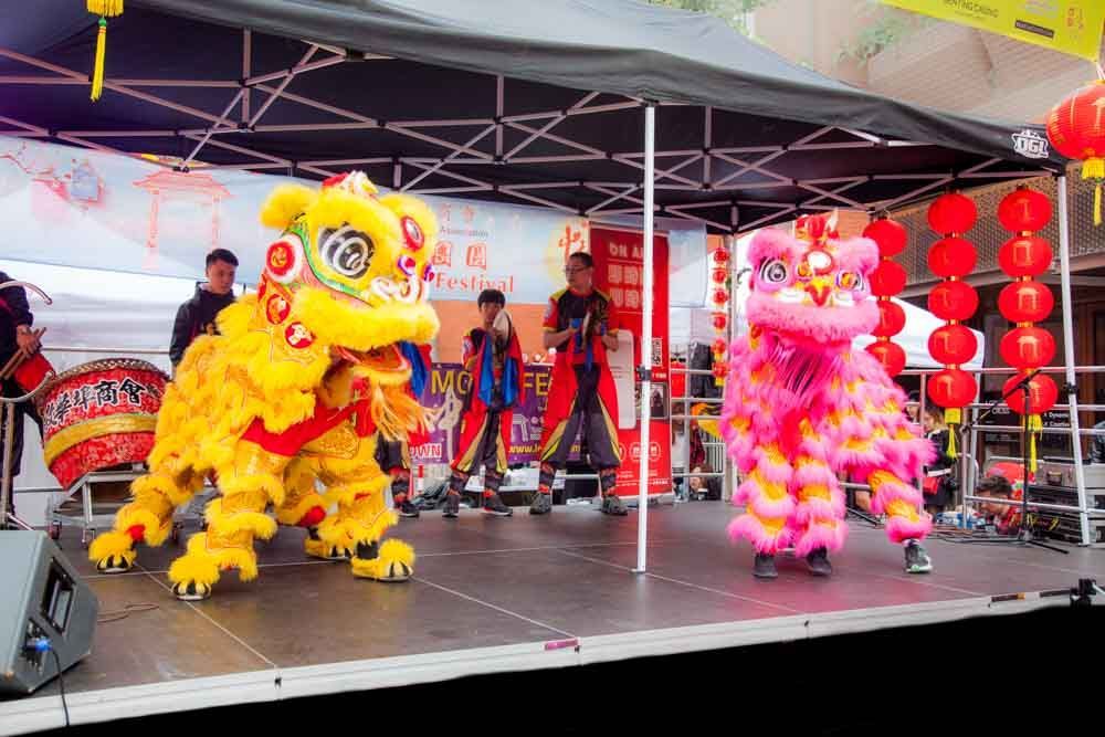 Chinese New Year event on the modular stage with gazebo canopy