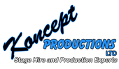 The Koncept Productions logo that reads Koncept Production Stage hire and production experts