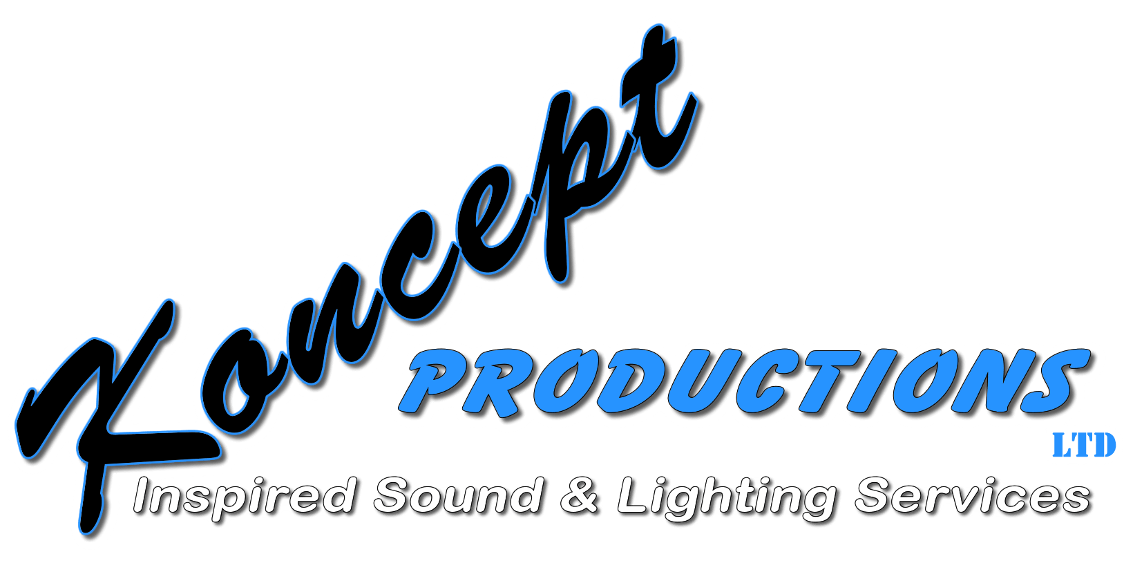 Logo for Koncept Productions, reading: inspired sound and lighting services