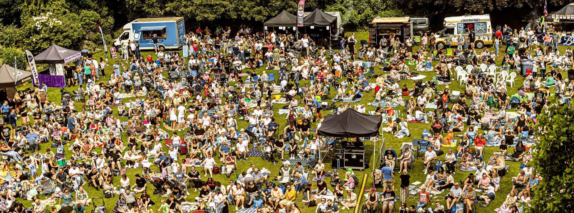 An ariel shot of a crowd at a festival