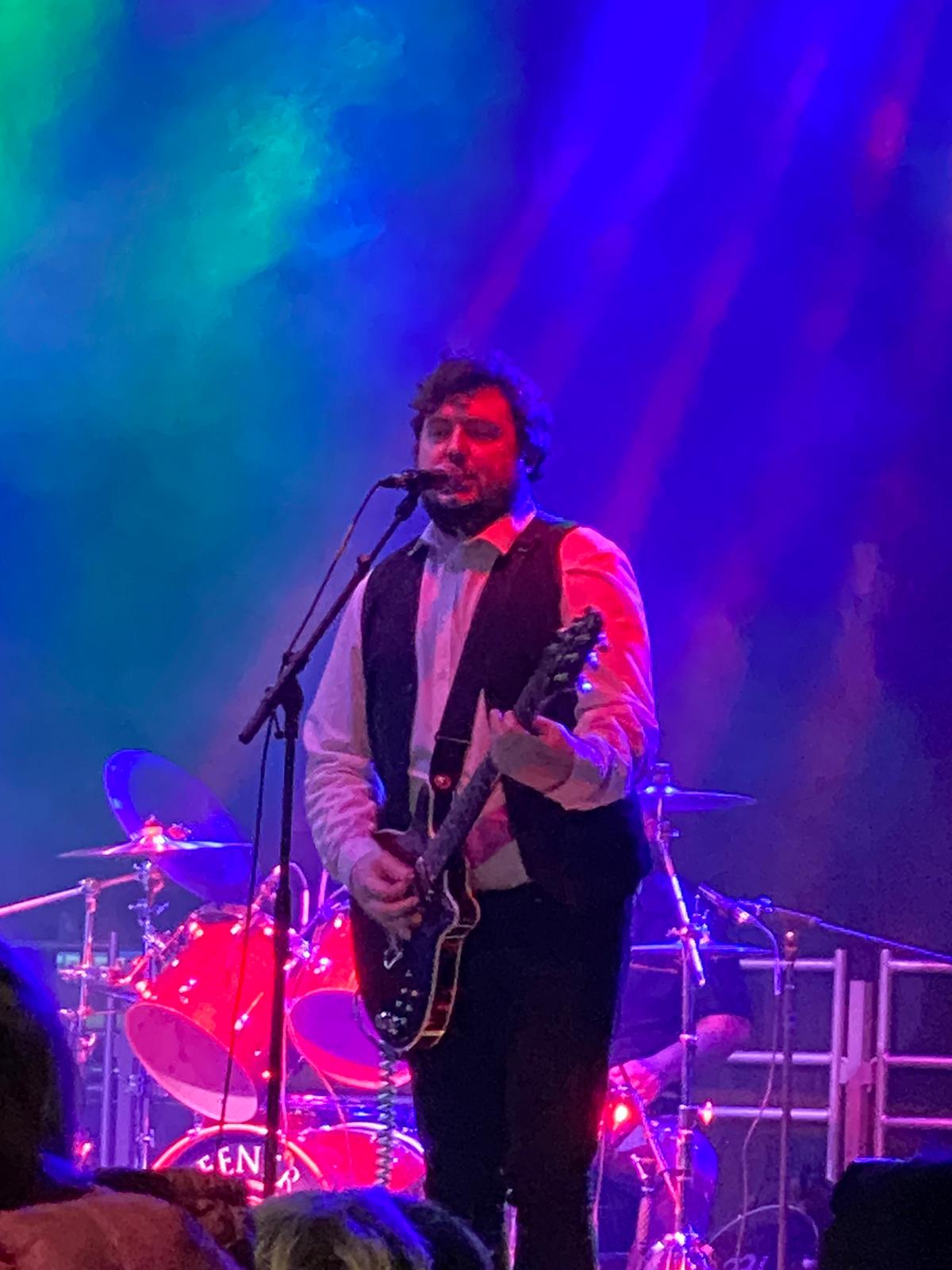 Solo performer on stage at Biggleswade light switch on