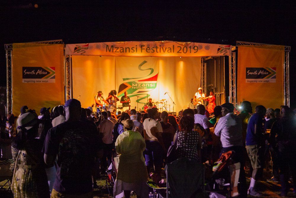 Willen Lake, Milton Keynes with the South African festival stage