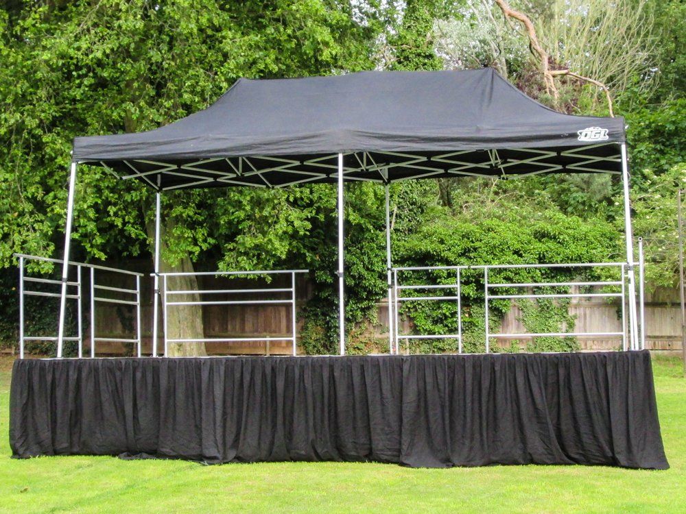 3 x 6 modular stage with gazebo canopy set up